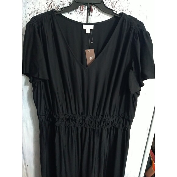 J. Jill Maxi V-neck Ruffled Sleeve Dress Black Nwt 3x Boho Feminine - Picture 4 of 13